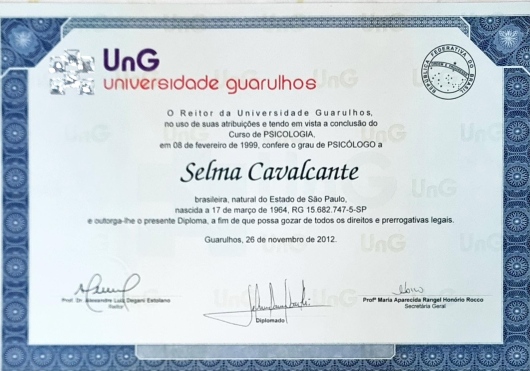 Certificado de formação 2 — Selma Cavalcante