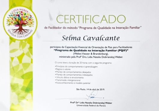 Certificado de formação 6 — Selma Cavalcante