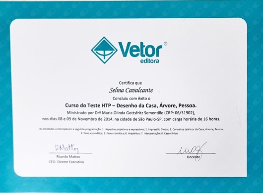 Certificado de formação 7 — Selma Cavalcante
